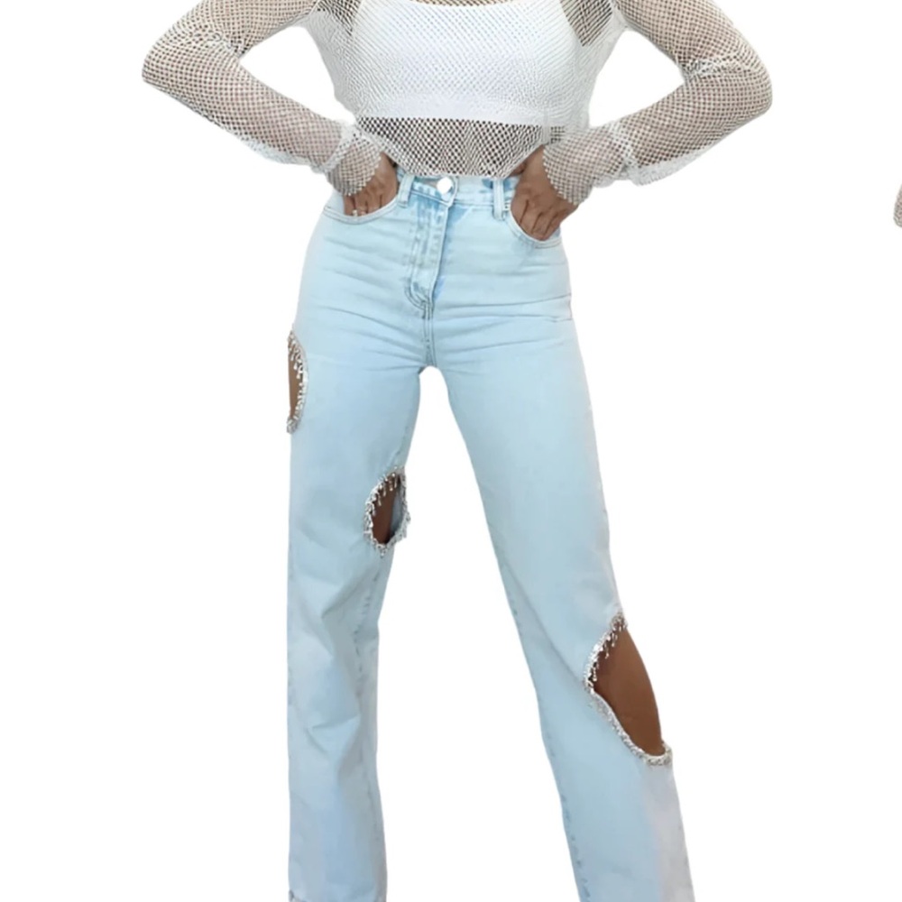 Light Blue Cutout Jeans